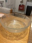 Vintage Arcoroc Fleur Clear Glass 9  Round Bowl With Scalloped Edges - France