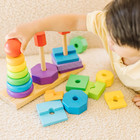 Melissa   Doug Geometric Stacker - Wooden Educational Toy 25 Count pack Of 1 