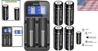 4 Count Rechargeable 18500 Batteries With Charger     Perfect For Led Flashlights