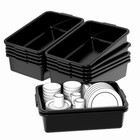 12-packs Bus Tubs  Commercial Tote Box  Plastic Bus Box 13 L Capacity Black grey