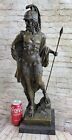 Signed Very Tall Greek Warrior Bronze Sculpture Statue Lost Wax Method Decor