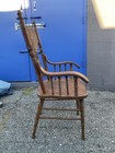 1 4 Vintage Oak Wood Farmhouse High Back Pressback Dining Chairs  rare 