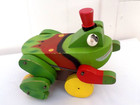 Vintage 1930s-1940s Fisher Price Style Wood Buddy Bullfrog Pull Toy