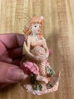 Peach Mermaid Figurine Poly Resin Glitter Fish Tank Aquarium Decor 3 1 2 