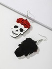 Sugar Skull Acrylic Earrings Gothic Flower Rockabilly Creepy Horror Jewelry Gift