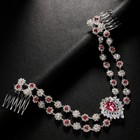 Women Rhinestone Head Clip Forehead Heart Flower Jewel Metal Hair Chain 21881