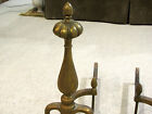 Pair Of Antique Heavy Brass Iron Fireplace Andirons