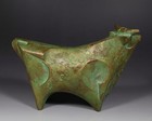 Japanese Modernist Art Bronze Cow Figurine Statue By Sotaro Saegusa Signed