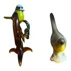Vintage Ceramic   Glass Bluebird Figurines Lot Of 2 Bird Ornaments Retro Decor
