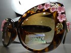 Vintage Retro 60 s Cat Eye Style Sun Glasses Tortoise Frame Floral Flower Design