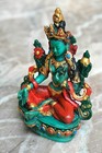 Hand Painted Tibetan Deity Green Tara Statue  Handmade Resin Statue From Nepal