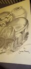 Original  Fine Art Native American Indian Pencil Drawing Signed J  W  Thunder 