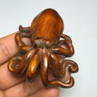 Chinese Boxwood Handwork Octopus Statue Tea Pet Fengshui Art Deco