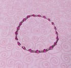 Pink   Silver Delicate Glass Beaded Stretch Anklet Ankle Bracelet Handmade 9 5 
