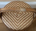 Vintage Asian Wicker Rattan 2tier Round Wedding Basket 11 25x11 5 In Boho Ethnic