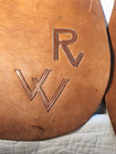 Vintage Cowboy Leather Chaps Marked Rw With Engraved Silver Conchos