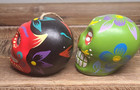 2 Talavera Hand Painted 2 3 4  Mexican Ceramic Folk Art Sugar Skull Ornaments