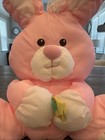 Vintage 1992 Fisher Price Puffalumps 12    Pink Bunny Rabbit Holding Flower