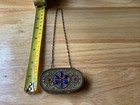 Vintage Dance Compact Enameled Jeweled With Carry Chain And Mirror France