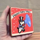 Scottie Dog Happy New Year Vtg Style Shelf Sitter Wood Block Sign Decor Wb-185