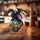 Enchanting Colored Glass Dragon Statue   Gothic Fantasy Design On Globe