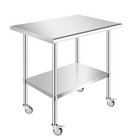 24  X 30  Commercial Kitchen Work Food Prep Table W  Casters Stainless Steel
