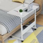 Height Adjustable Rolling Laptop Desk Cart Over Bed Hospital Table Stand White