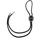 Hand Made Natural Black Stone Western Cowboy Leather Bolo Neck Tie Zinc Alloy