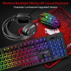 Rainbow Led Gaming Keyboard   Backlit Mouse   Headset Combo For Laptop Pc Work
