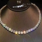 18k Platinum Plated Simulated Diamond Tennis Necklace Earrings Anniversary Gift