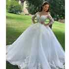 Ball Gown Wedding Dresses Women Princess Applique Lace Zipper Back Bridal Gowns
