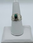 Vintage 70s Navajo Sterling Silver Malachite Fan Ring Size 7 5 5g