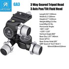 3-way Geared Tripod Head Millimeter Micro Adjustment Tripod Head With Qr Plate