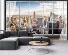-3d Window Building Bedroom Living Room Mural 103  X 69  Murals-11