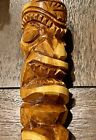 Vintage Hawaii Polynesian Tiki Totem Statue Hand Carved Wooden Warrior 8  Tall