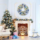 Christmas Winter Wreath For Front Door - 24 Inch Pre-lit Battery Operated - Blue