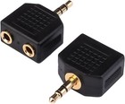 2-pack 3 5mm Headphone Y Splitter  Gold Plated 1 8 Inch Male To Dual Female S   