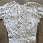 Antique Victorian 1900s Tea Lawn Dress White Embroidered Lace Cotton 20    Waist 