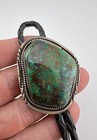 Vintage Navajo Sterling Silver High Grade Royston Turquoise Stamped Bolo Tie 39g