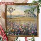 Farmhouse Windmill Barn Wildflower Field Wooden Sign Home Wall Decor Gift