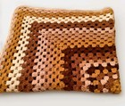 Handmade Vintage Crochet Afghan Autumn Colors Granny Square Throw 40 x40 