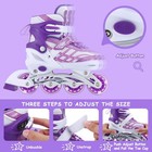 Kids Inline Skates For Girls Boys Beginners Adjustable  All 8 Wheels Illumina   