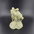 Hand Carved Nephrite Jade Green Stone Frog Sculpture Figurine 3 75 Inch Vintage