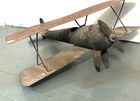 Vtg Antique Metal Weathervane Model Airplane Folk Art Propeller Lightning Rod