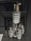 Vintage Mcm Dorothy Thorpe Style Silver Fade Cocktail Bar Set W holder Nice        