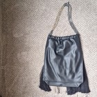 Black Fringe Shoulder Bag Chain Strap Silver Hardware Women s Rectangle