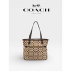 New Authentic Coach Brown Signature 12cm Canvas And Leather City Top Zip Tote