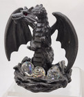 Vtg  1984 Pewter Dragon With 3 Crystal Eggs Figurine   Traumwelt By Crystallite