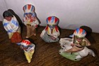 Antique German Bisque Native American Indian Figurine Set 5pc Hertwig Limbach B