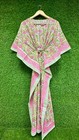 Pink Floral Hand Block Print Kaftan Pure Cotton Beach Cover Up Boho Maxi Dress